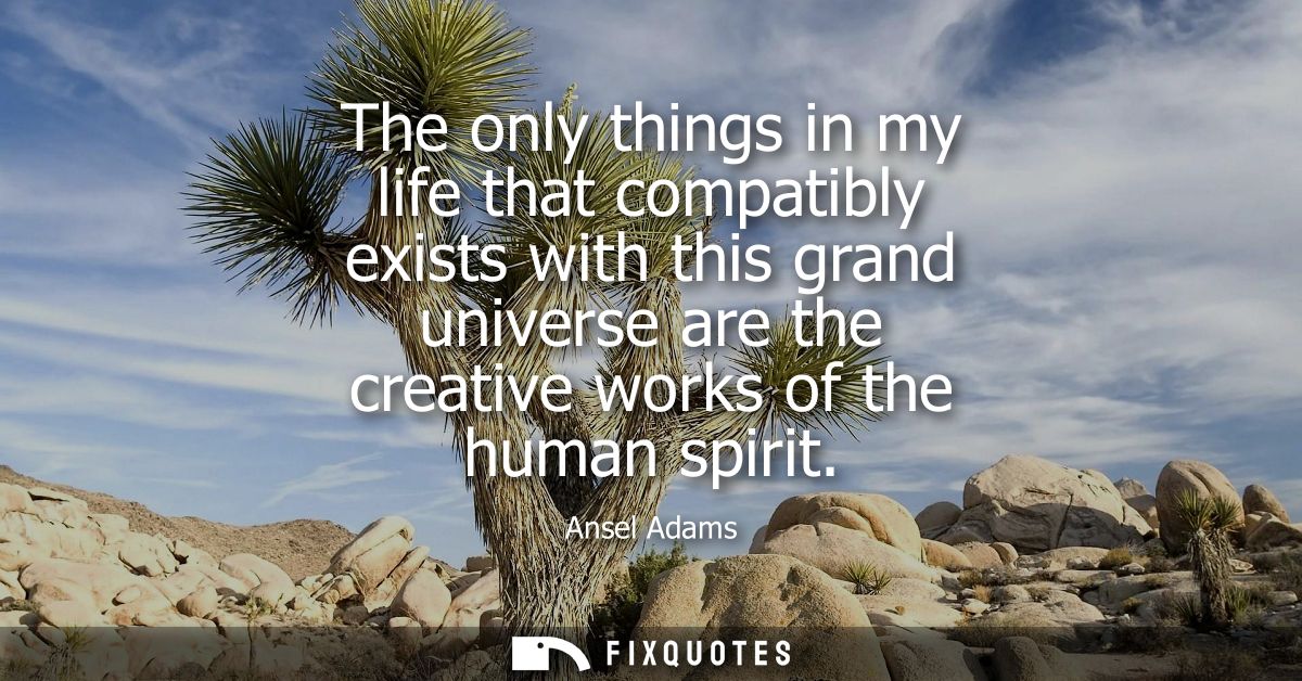 The only things in my life that compatibly exists with this grand universe are the creative works of the human spirit