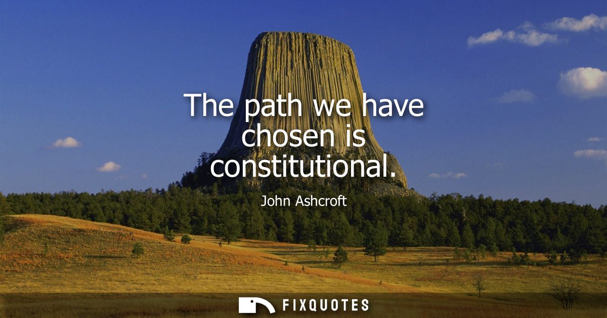 The path we have chosen is constitutional