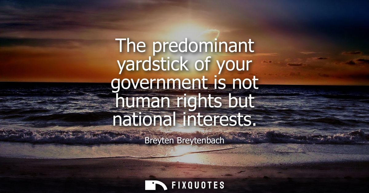 The predominant yardstick of your government is not human rights but national interests