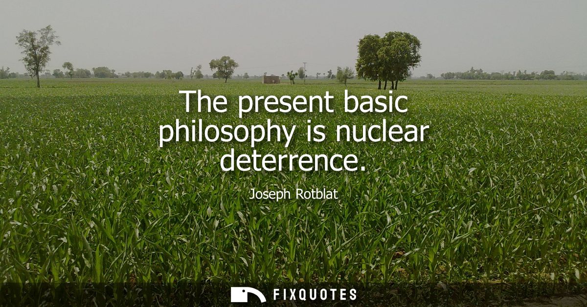 The present basic philosophy is nuclear deterrence