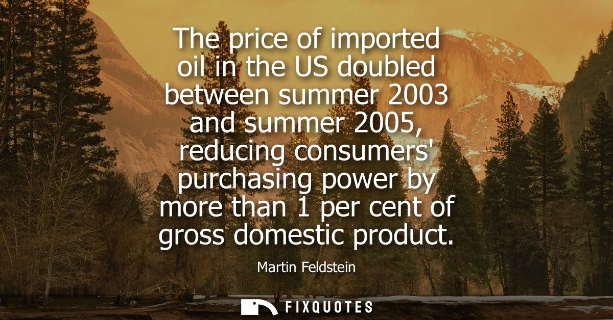 The price of imported oil in the US doubled between summer 2003 and summer 2005, reducing consumers purchasing power by 