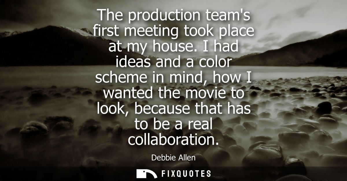 The production teams first meeting took place at my house. I had ideas and a color scheme in mind, how I wanted the movi