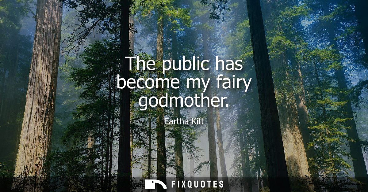 The public has become my fairy godmother