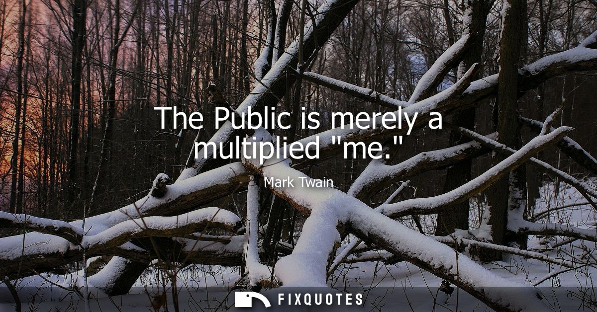 The Public is merely a multiplied me.