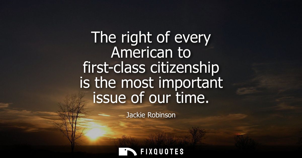 The right of every American to first-class citizenship is the most important issue of our time