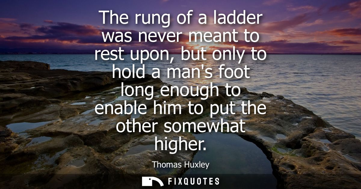 The rung of a ladder was never meant to rest upon, but only to hold a mans foot long enough to enable him to put the oth