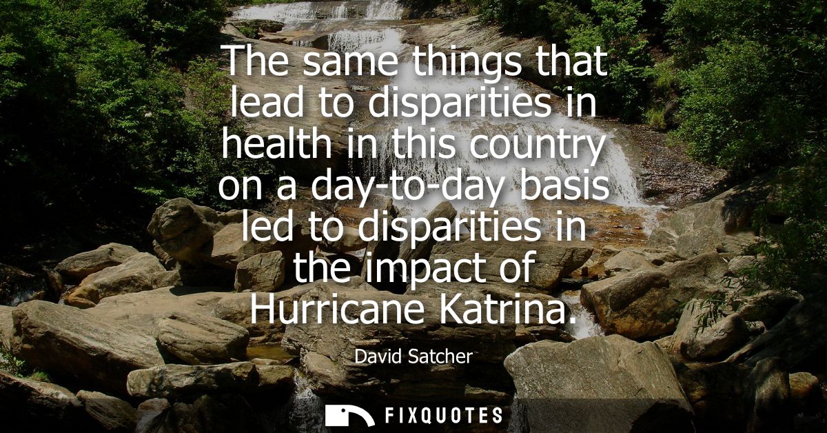 The same things that lead to disparities in health in this country on a day-to-day basis led to disparities in the impac