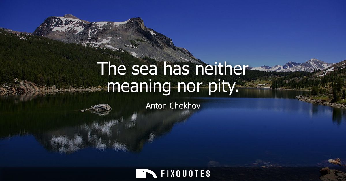 The sea has neither meaning nor pity