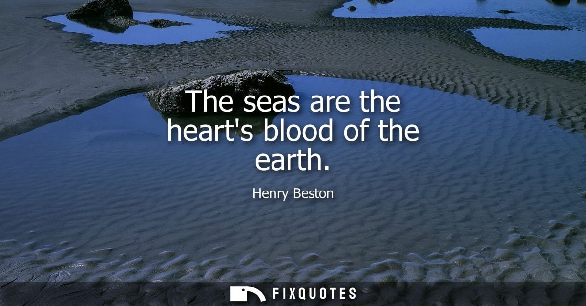 The seas are the hearts blood of the earth