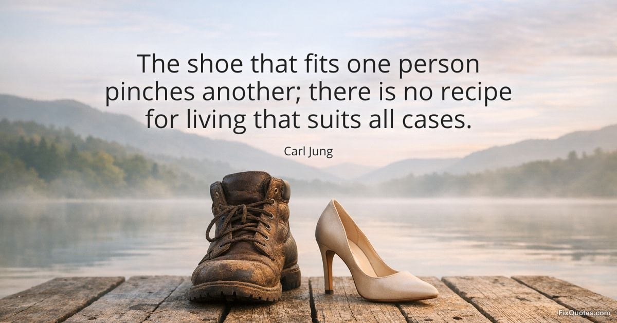 The shoe that fits one person pinches another there is no recipe for living that suits all cases - Carl Jung