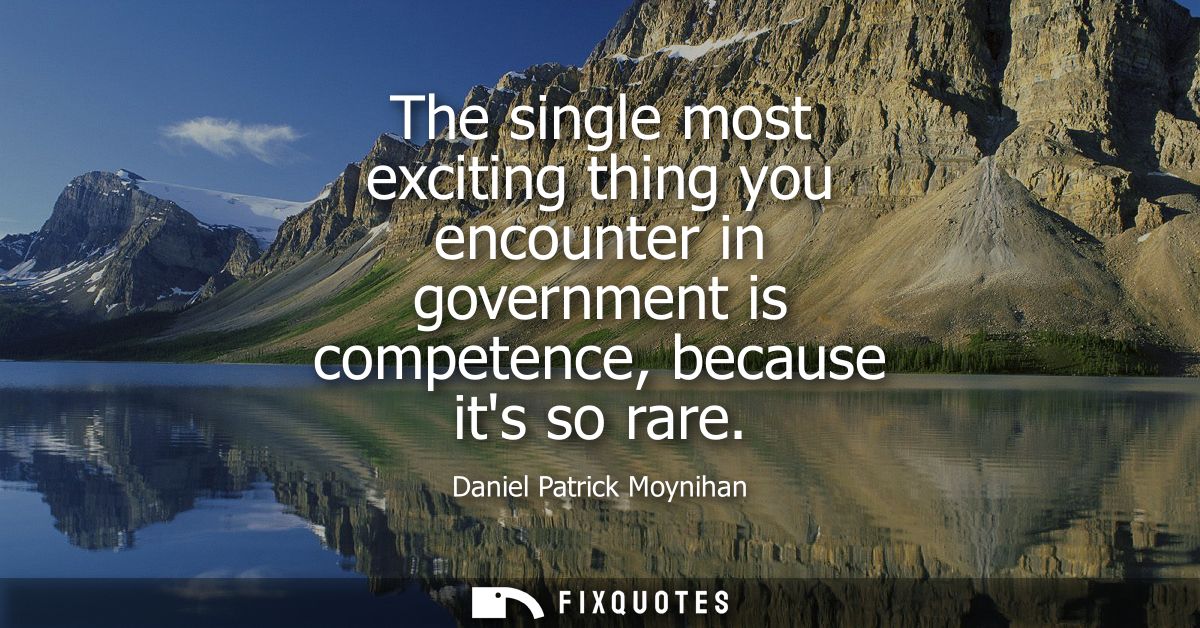 The single most exciting thing you encounter in government is competence, because its so rare