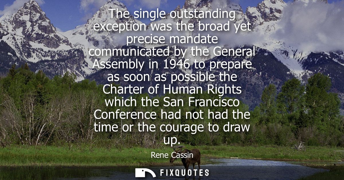 The single outstanding exception was the broad yet precise mandate communicated by the General Assembly in 1946 to prepa
