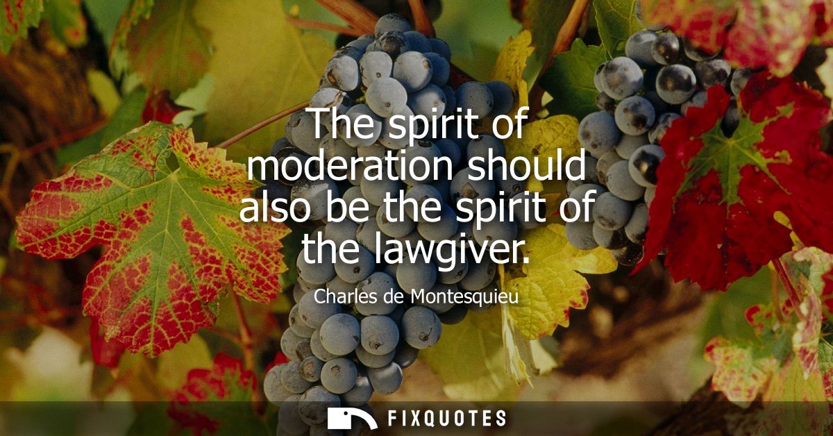 The spirit of moderation should also be the spirit of the lawgiver