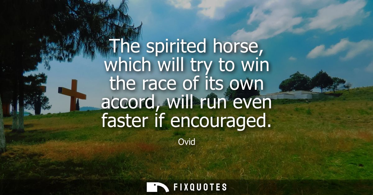 The spirited horse, which will try to win the race of its own accord, will run even faster if encouraged