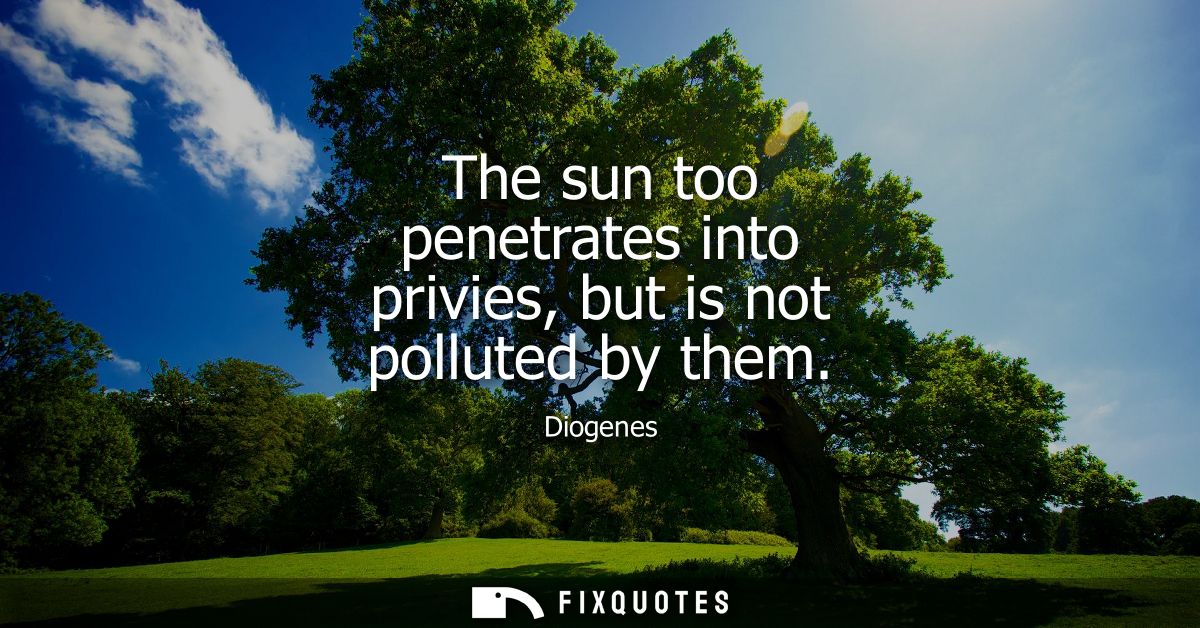 The sun too penetrates into privies, but is not polluted by them