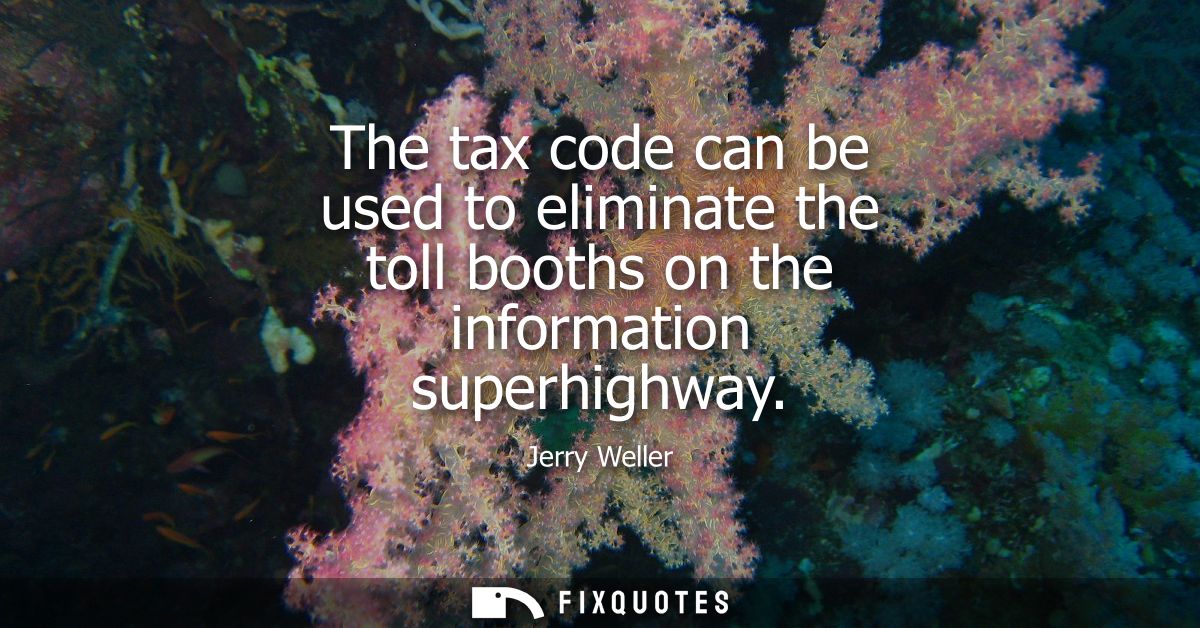 The tax code can be used to eliminate the toll booths on the information superhighway