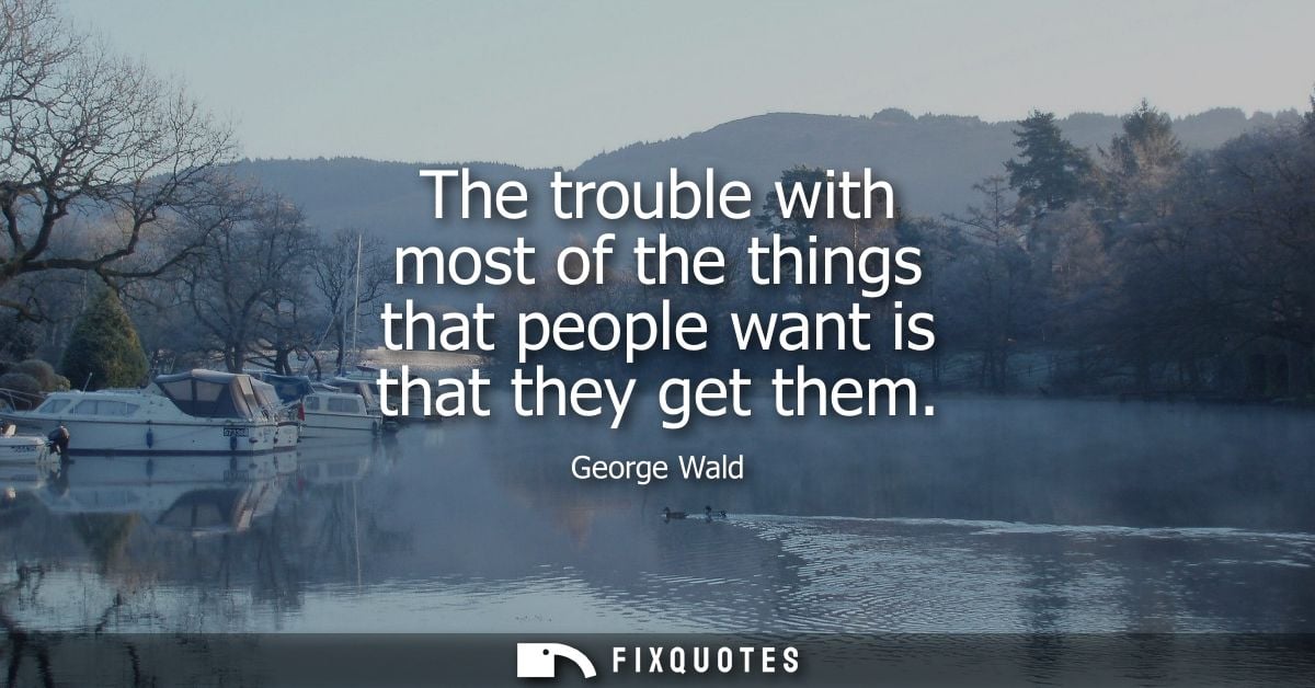 The trouble with most of the things that people want is that they get them