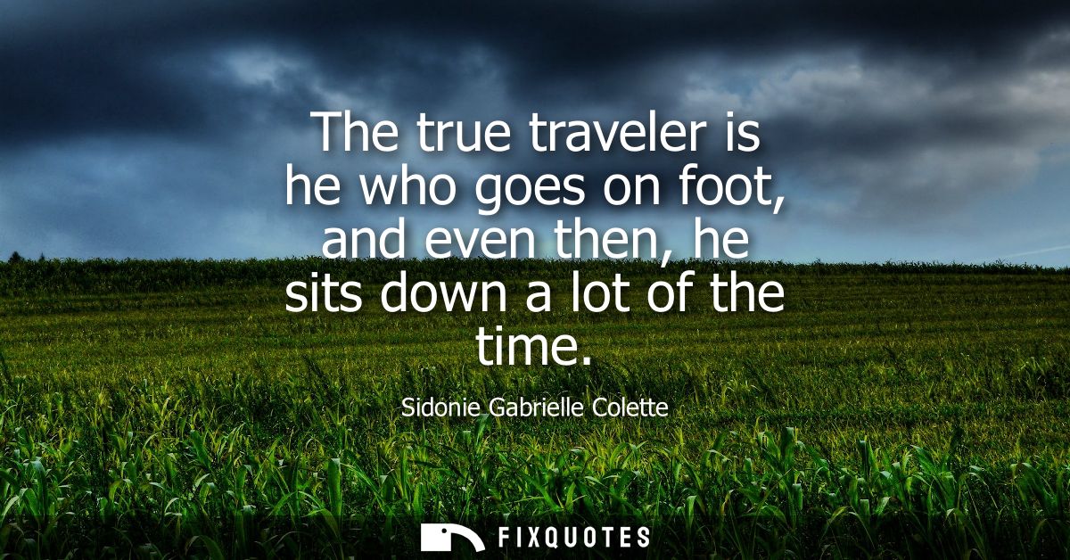 The true traveler is he who goes on foot, and even then, he sits down a lot of the time