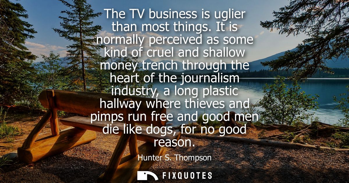 The TV business is uglier than most things. It is normally perceived as some kind of cruel and shallow money trench thro
