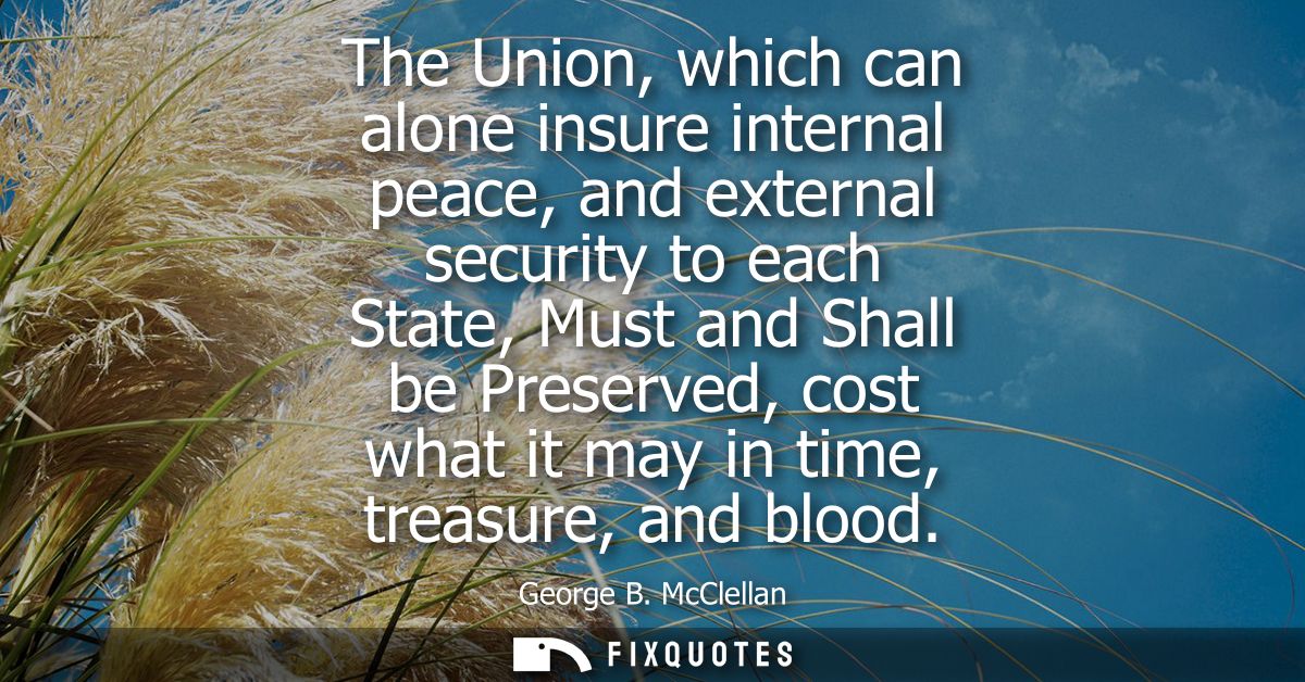 The Union, which can alone insure internal peace, and external security to each State, Must and Shall be Preserved, cost