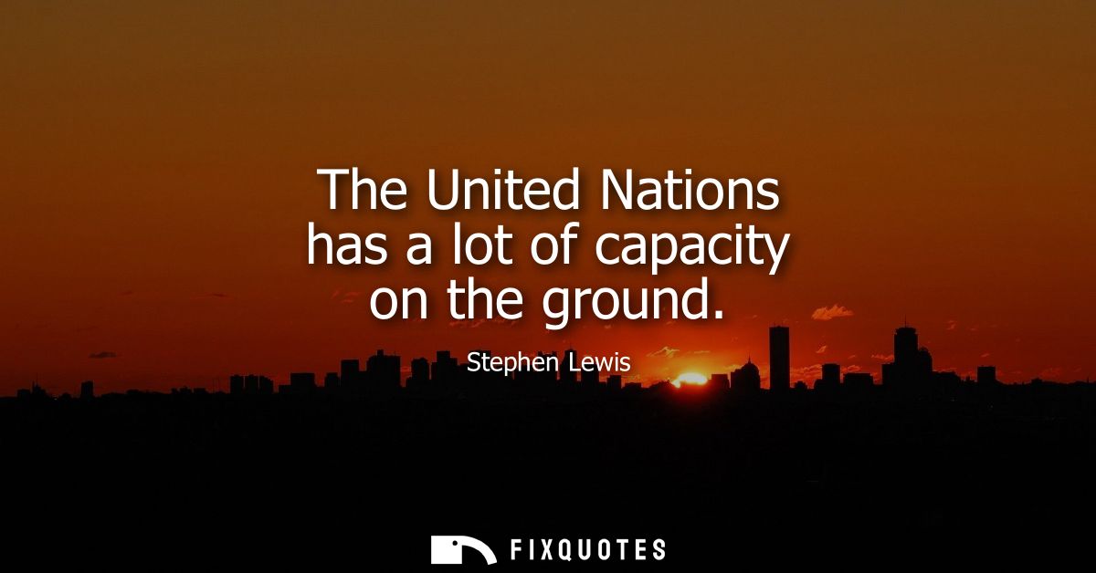 The United Nations has a lot of capacity on the ground