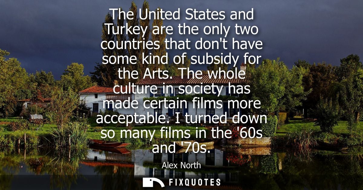 The United States and Turkey are the only two countries that dont have some kind of subsidy for the Arts.