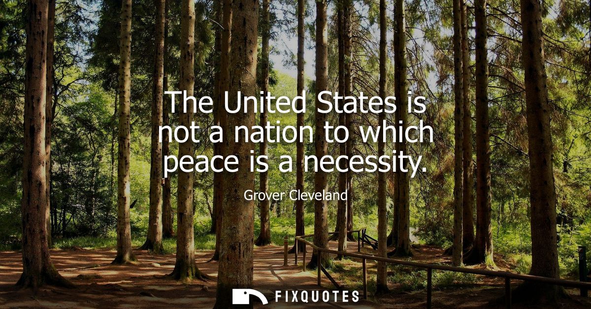 The United States is not a nation to which peace is a necessity