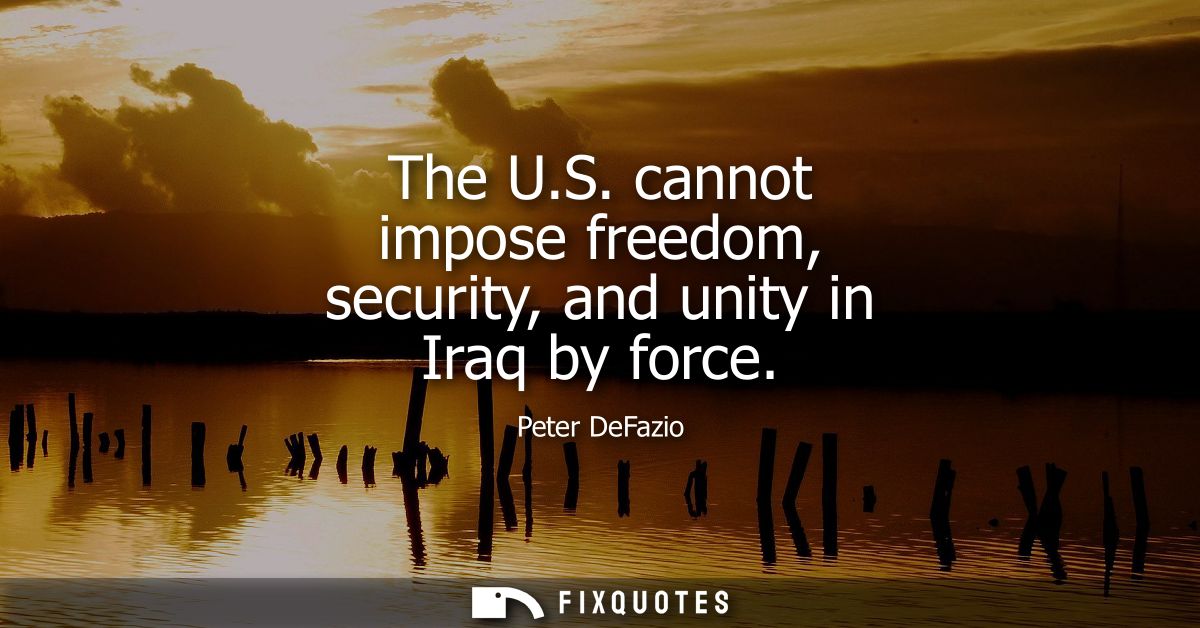 The U.S. cannot impose freedom, security, and unity in Iraq by force