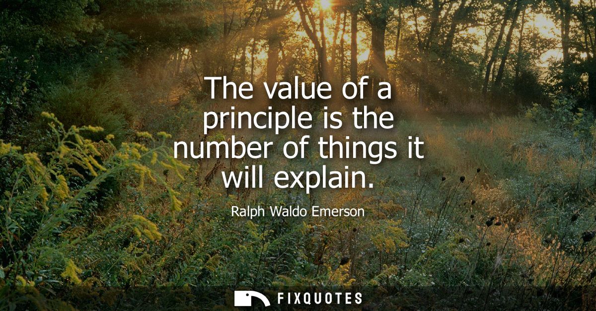 The value of a principle is the number of things it will explain