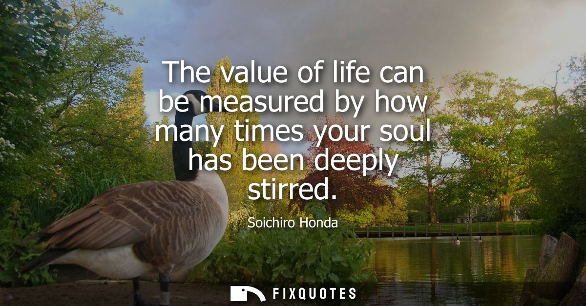 The value of life can be measured by how many times your soul has been deeply stirred