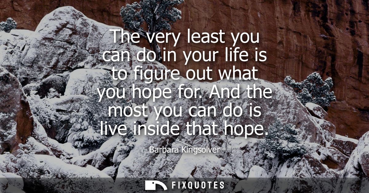 The very least you can do in your life is to figure out what you hope for. And the most you can do is live inside that h
