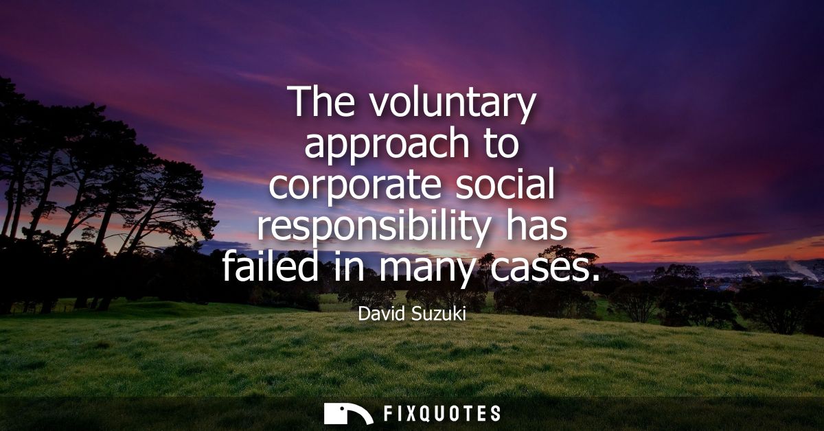 The voluntary approach to corporate social responsibility has failed in many cases