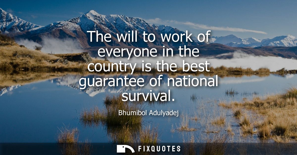 The will to work of everyone in the country is the best guarantee of national survival