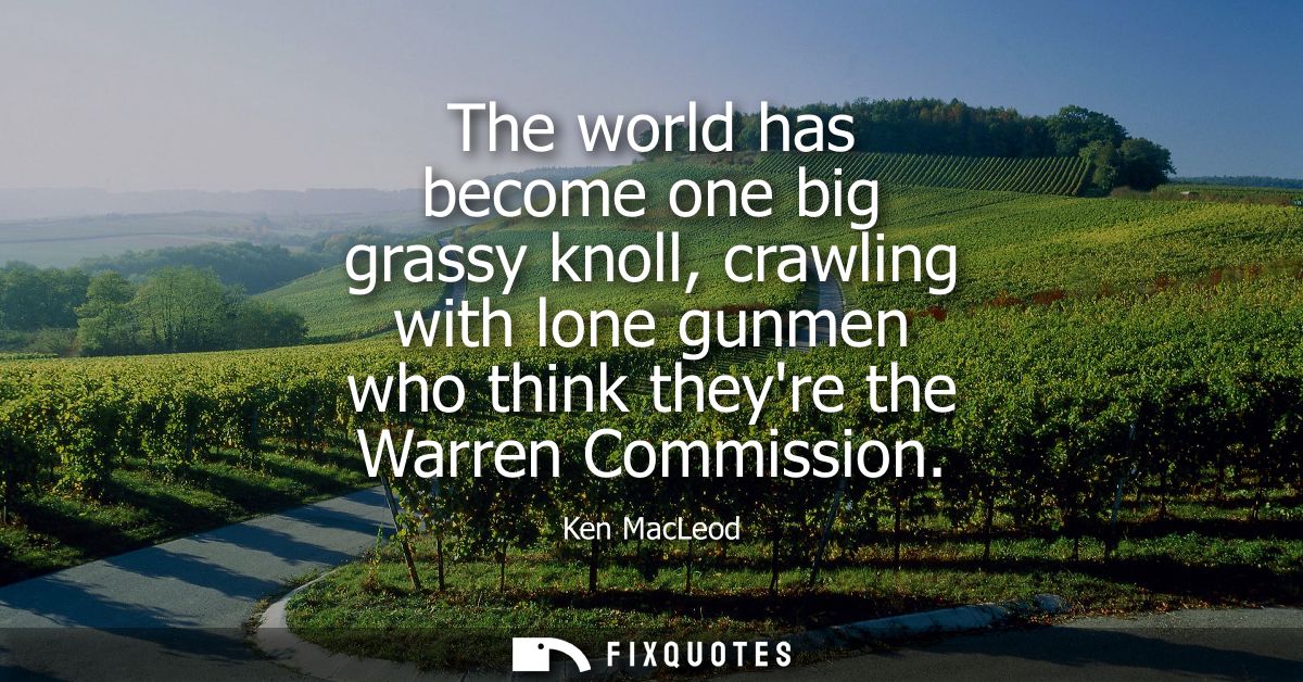 The world has become one big grassy knoll, crawling with lone gunmen who think theyre the Warren Commission