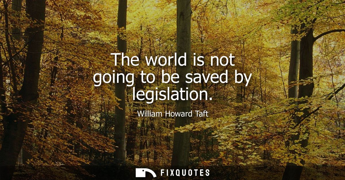 The world is not going to be saved by legislation