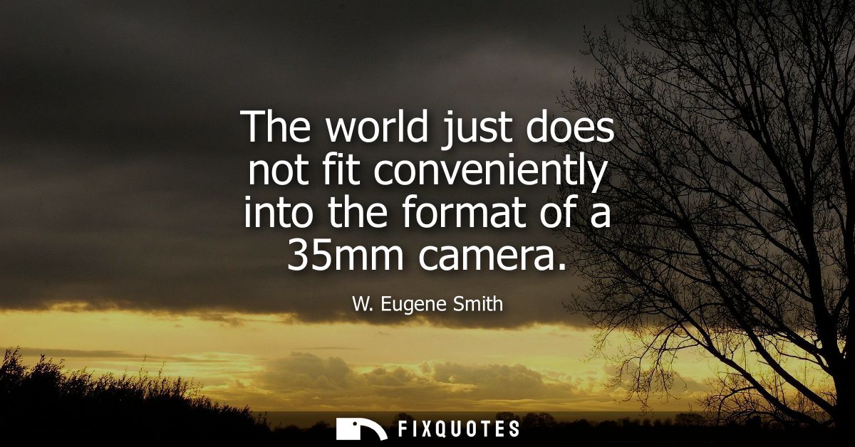 The world just does not fit conveniently into the format of a 35mm camera