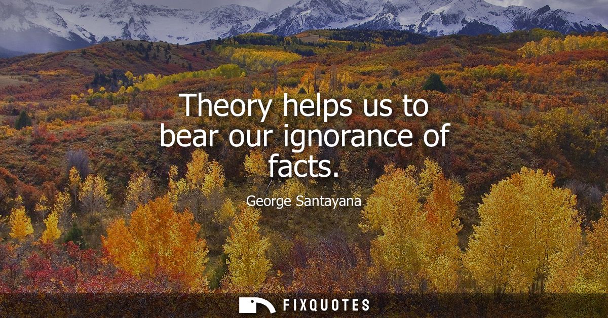 Theory helps us to bear our ignorance of facts