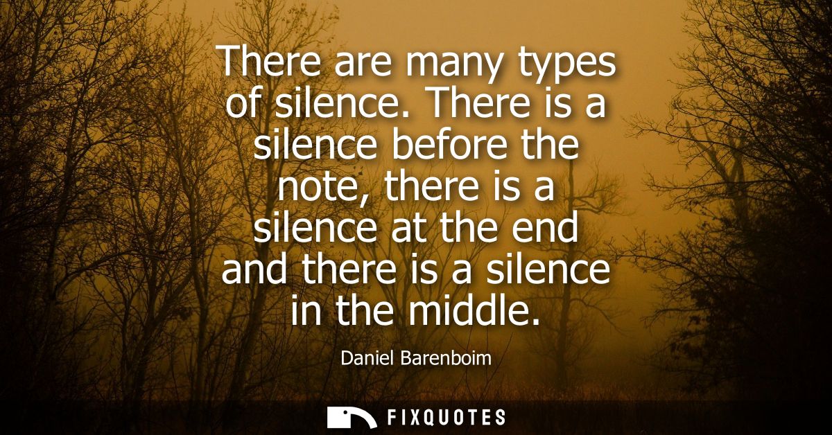 There are many types of silence. There is a silence before the note, there is a silence at the end and there is a silenc