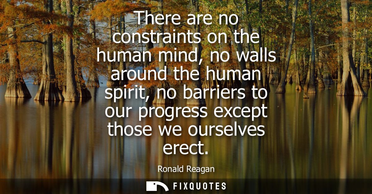 There are no constraints on the human mind, no walls around the human spirit, no barriers to our progress except those w