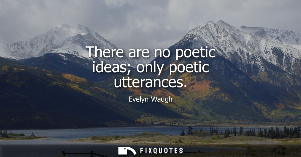 There are no poetic ideas only poetic utterances