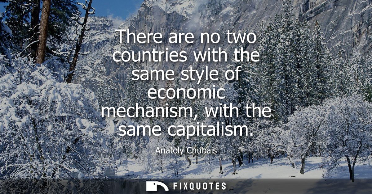 There are no two countries with the same style of economic mechanism, with the same capitalism