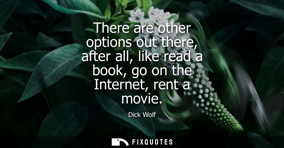 There are other options out there, after all, like read a book, go on the Internet, rent a movie