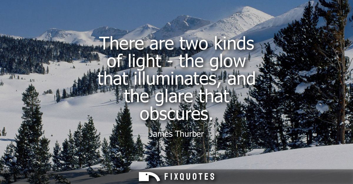 There are two kinds of light - the glow that illuminates, and the glare that obscures