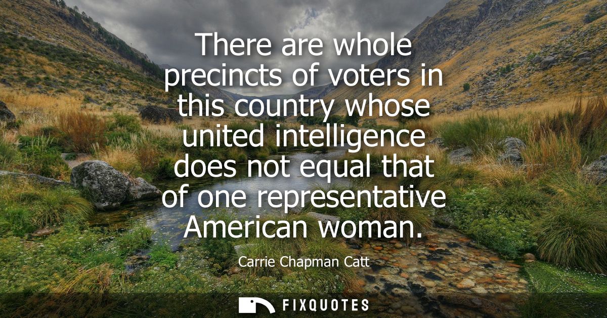 There are whole precincts of voters in this country whose united intelligence does not equal that of one representative 