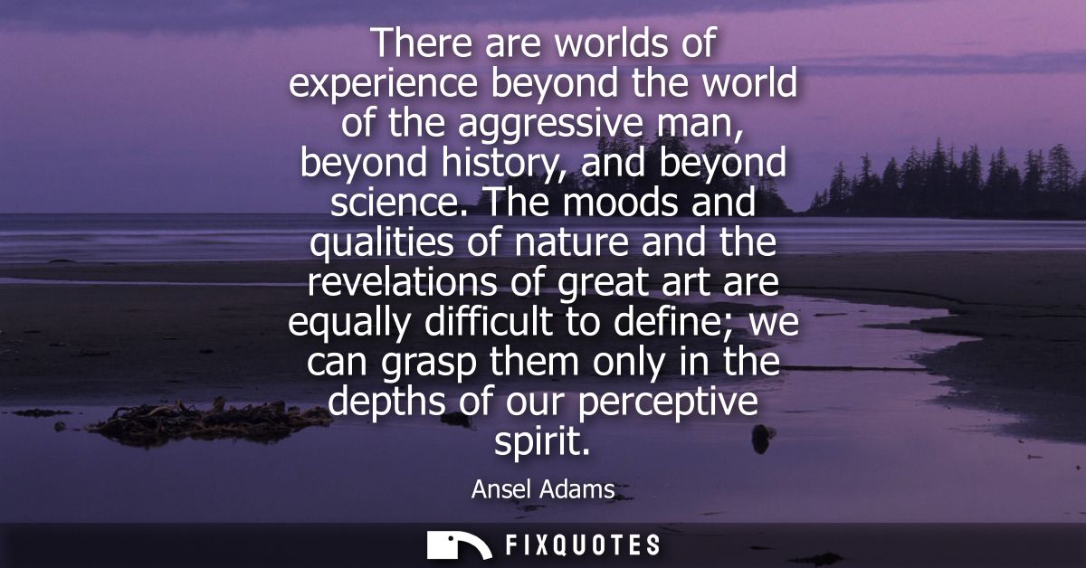 There are worlds of experience beyond the world of the aggressive man, beyond history, and beyond science.