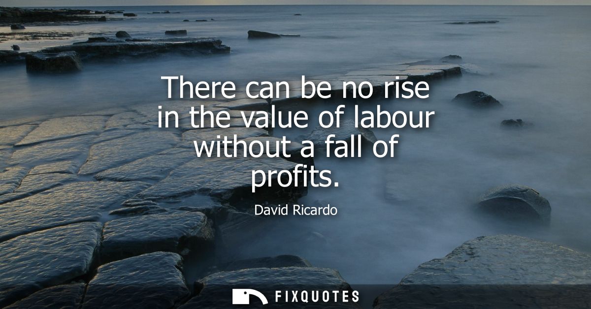 There can be no rise in the value of labour without a fall of profits