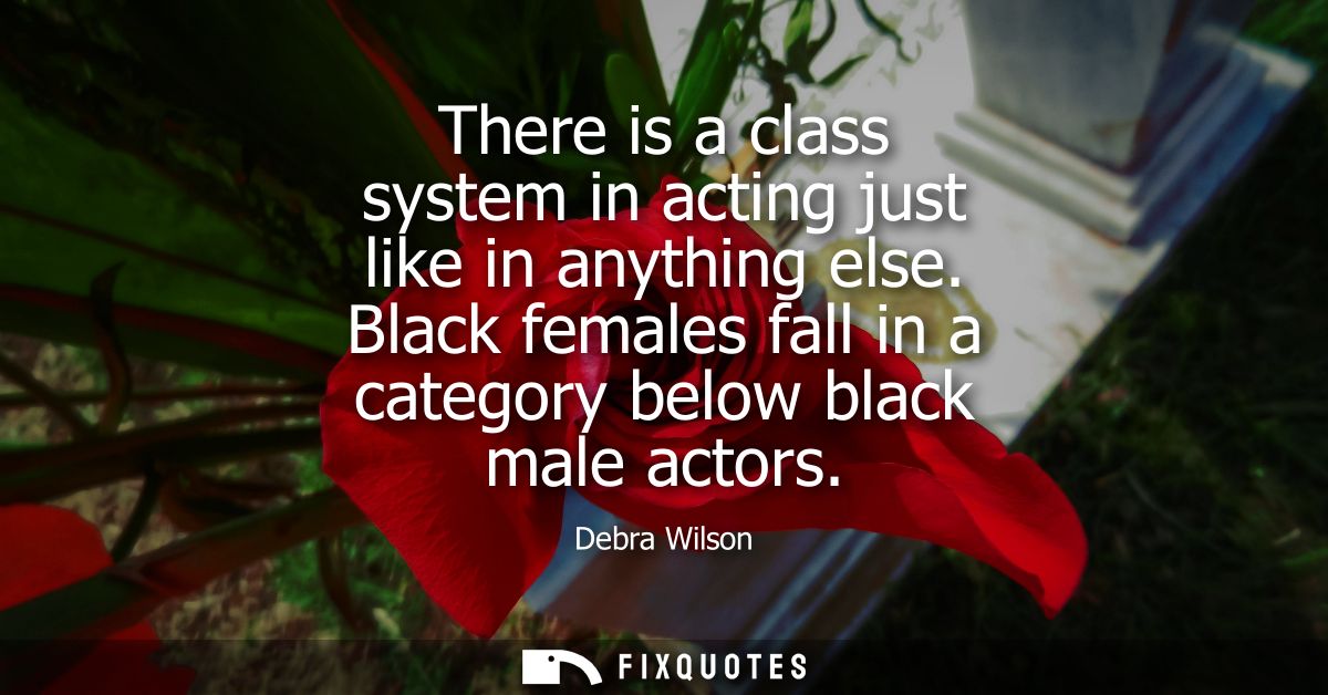 There is a class system in acting just like in anything else. Black females fall in a category below black male actors
