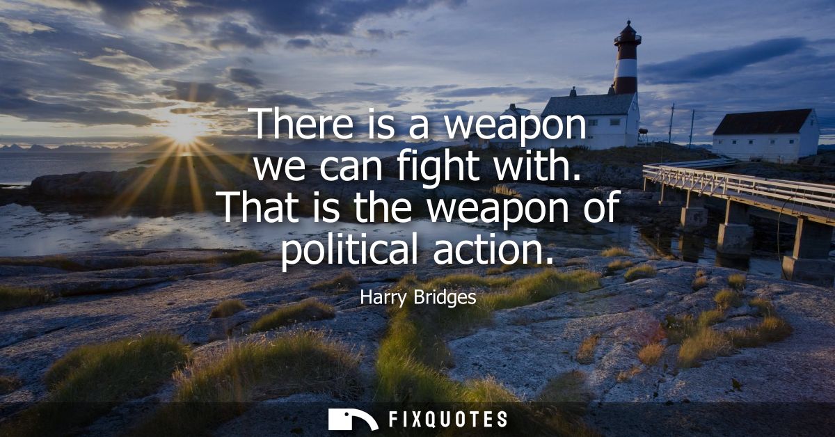 There is a weapon we can fight with. That is the weapon of political action