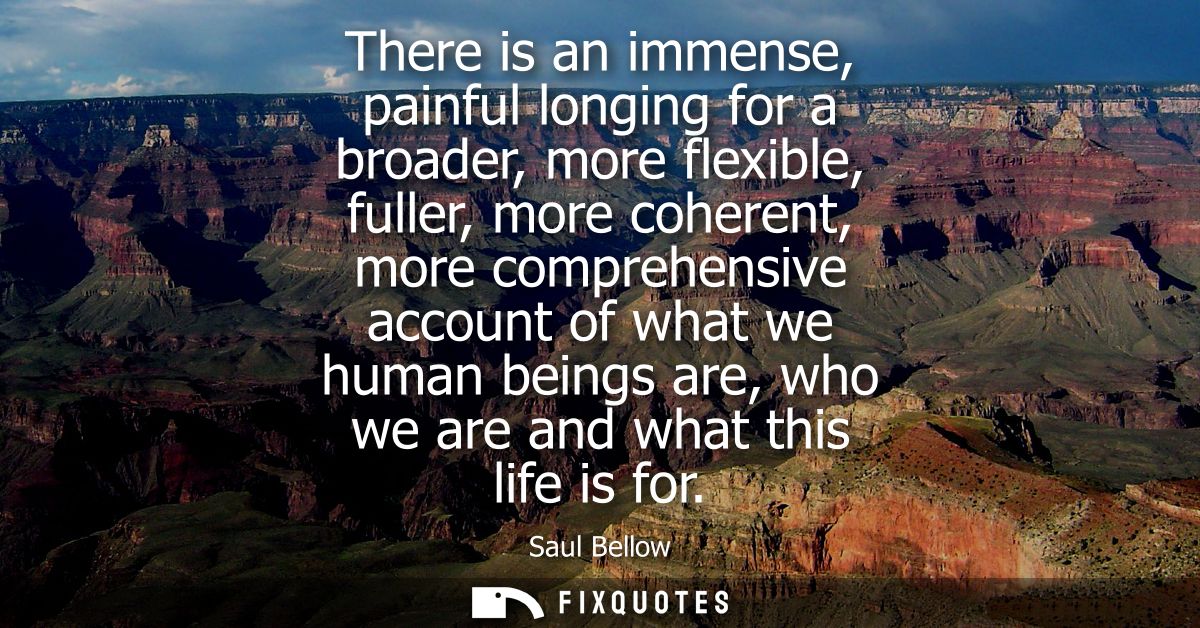There is an immense, painful longing for a broader, more flexible, fuller, more coherent, more comprehensive account of 