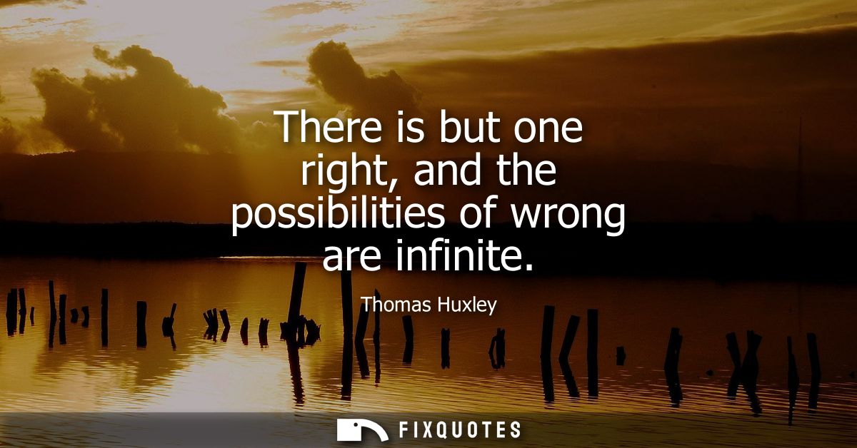 There is but one right, and the possibilities of wrong are infinite